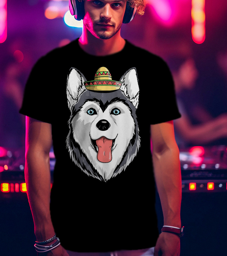 Fiesta Siberian Husky Sombrero Cinco De Mayo Mexi T-Shirt