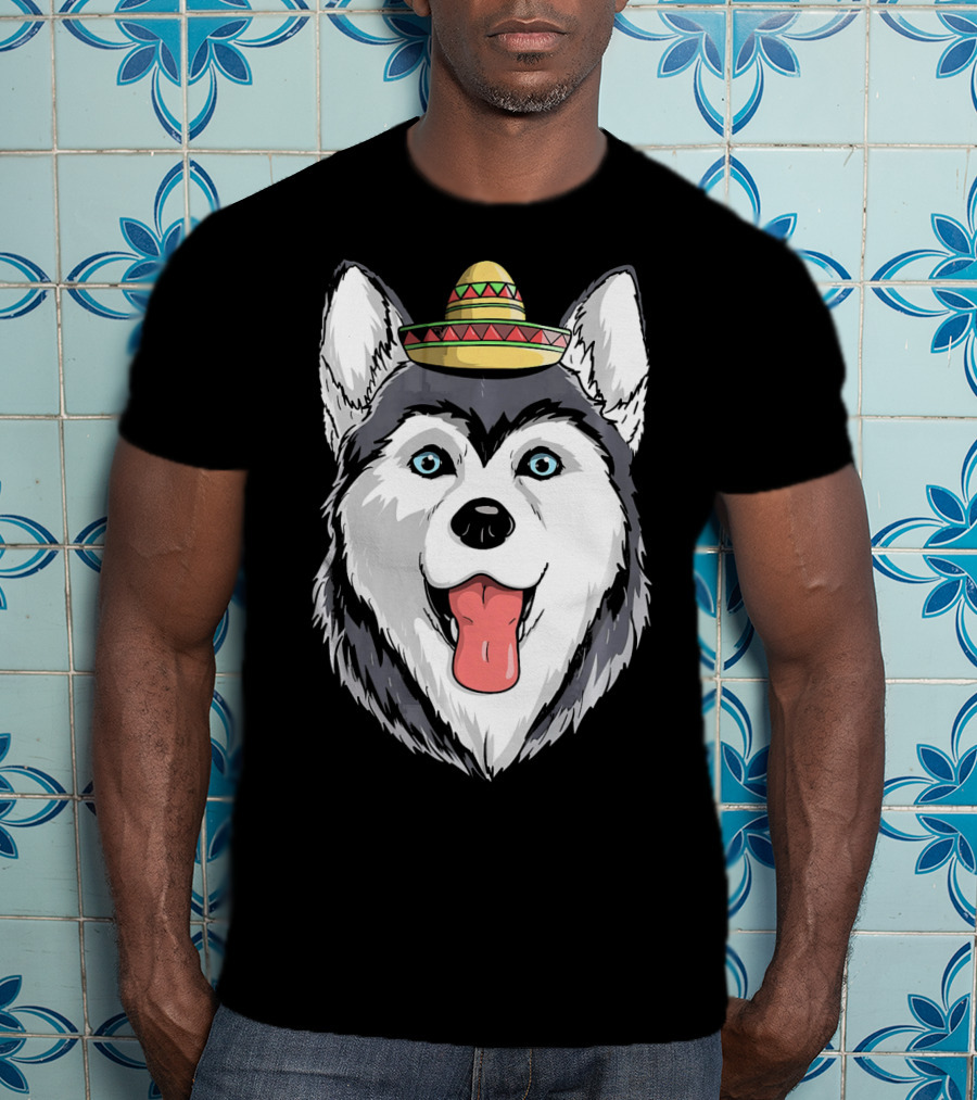 Fiesta Siberian Husky Sombrero Cinco De Mayo Mexi T-Shirt