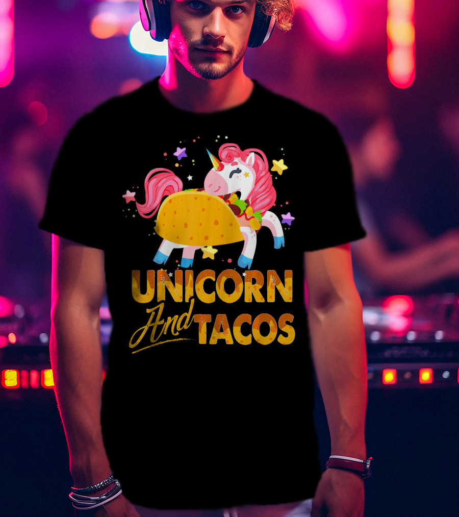 Unicorn And Tacos Colorful Cinco De Mayo Fun T-Shirt