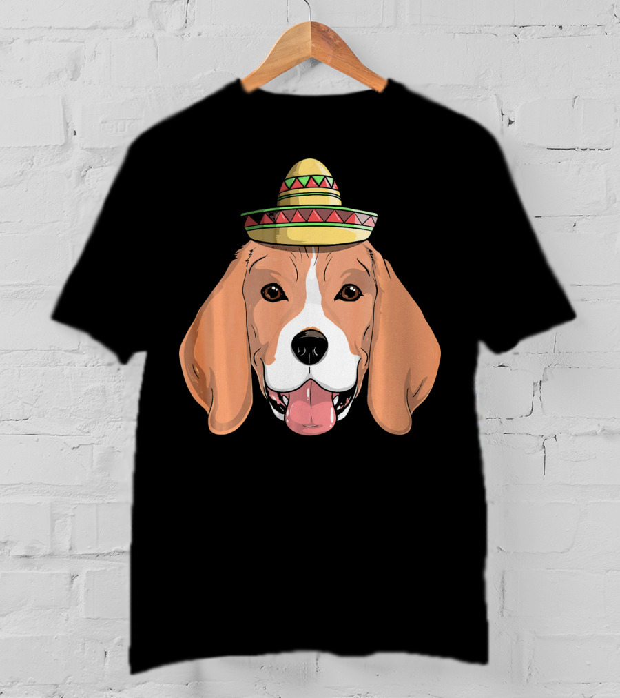 Beagle Dog Sombrero Fiesta Cinco De Mayo T-Shirt