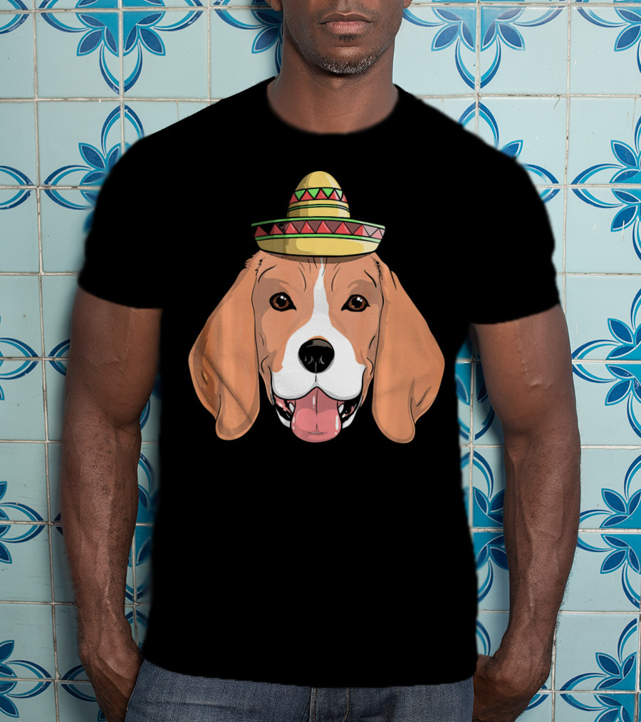 Beagle Dog Sombrero Fiesta Cinco De Mayo T-Shirt
