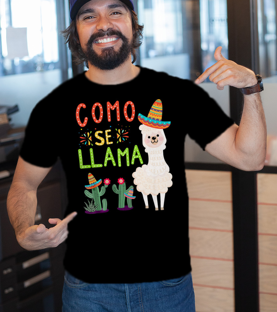 Como Se Llama Sombrero Llama And Cactus Fiesta Cinco De Mayo T-Shirt