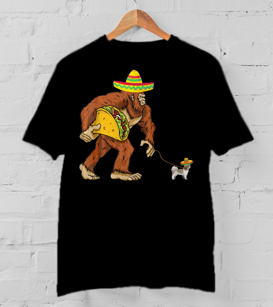 Cinco De Mayo Bigfoot Taco Shih Tzu Sombrero T-Shirt