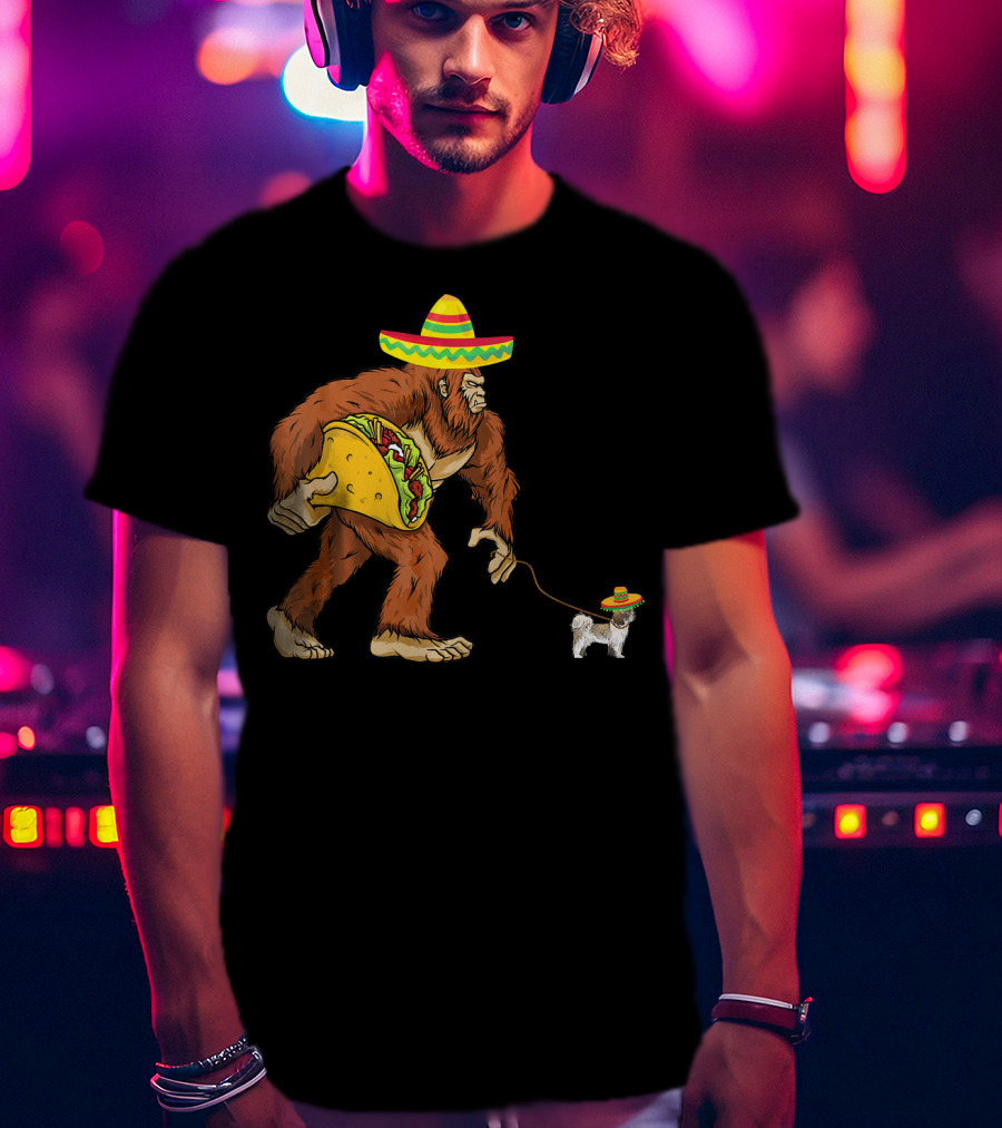 Cinco De Mayo Bigfoot Taco Shih Tzu Sombrero T-Shirt