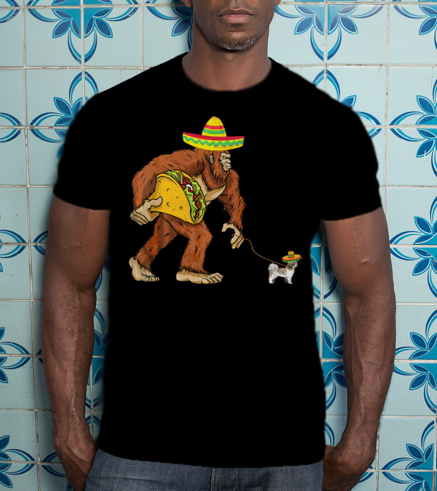 Cinco De Mayo Bigfoot Taco Shih Tzu Sombrero T-Shirt