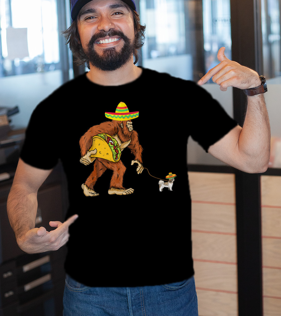 Cinco De Mayo Bigfoot Taco Shih Tzu Sombrero T-Shirt
