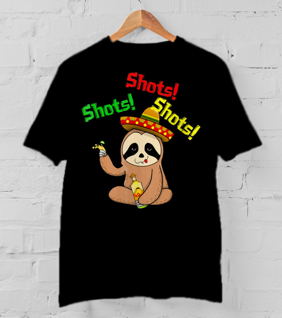 Cinco De Mayo Sloth Shots Tequila Sombrero T-Shirt