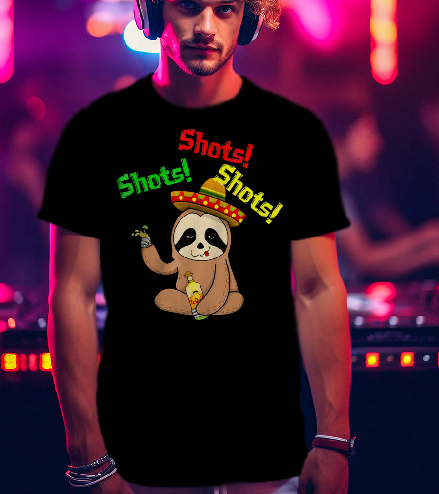 Cinco De Mayo Sloth Shots Tequila Sombrero T-Shirt