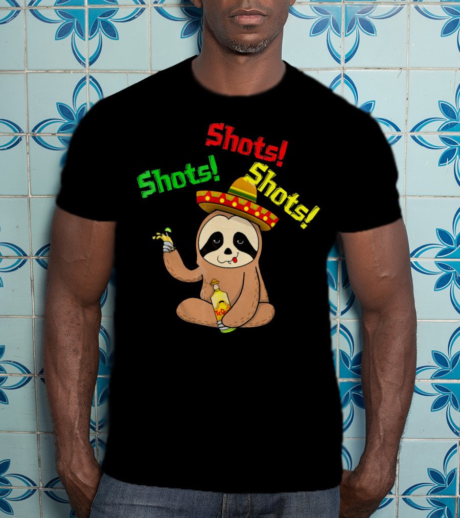 Cinco De Mayo Sloth Shots Tequila Sombrero T-Shirt