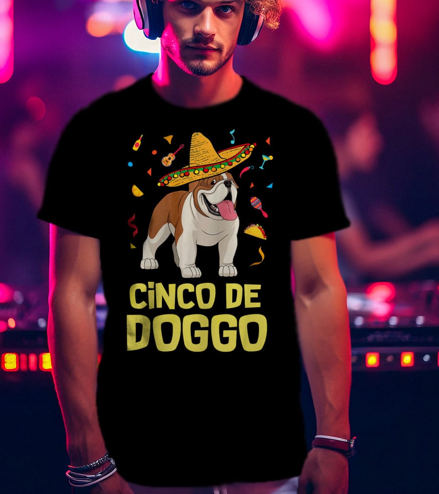 Cinco De Doggo Taco Sombrero English Bulldog T-Shirt