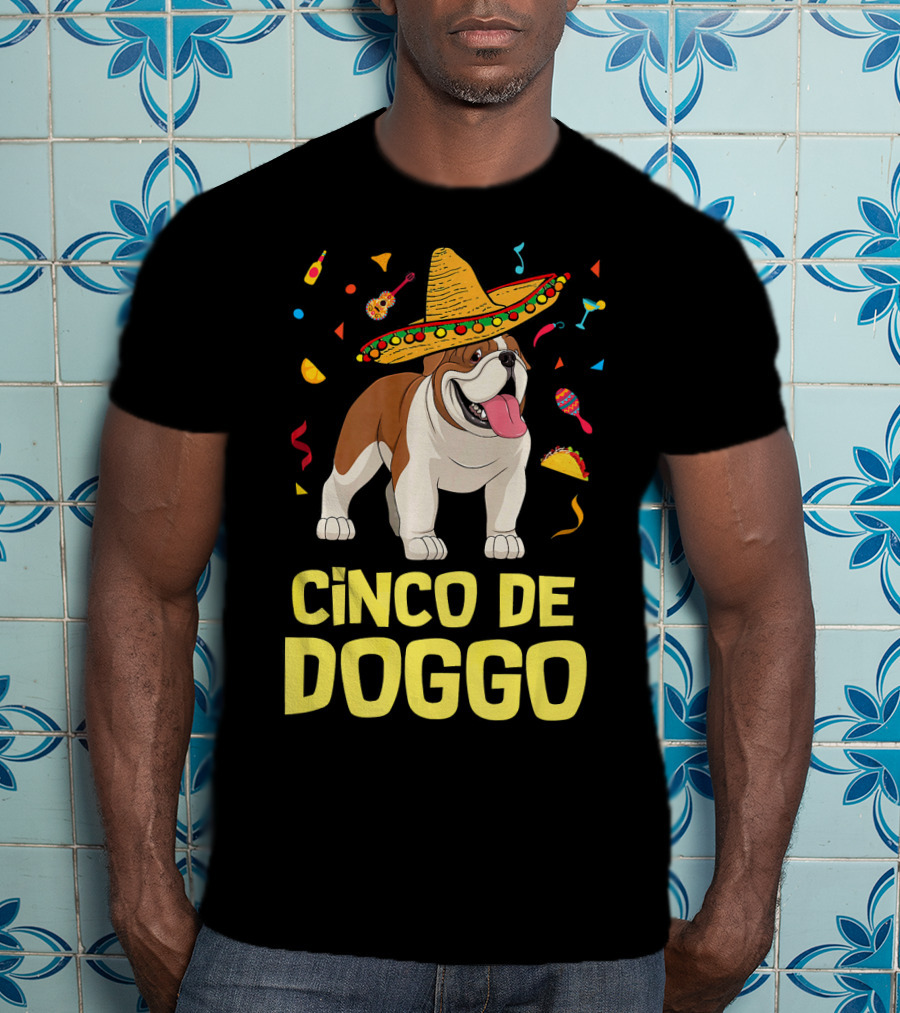 Cinco De Doggo Taco Sombrero English Bulldog T-Shirt