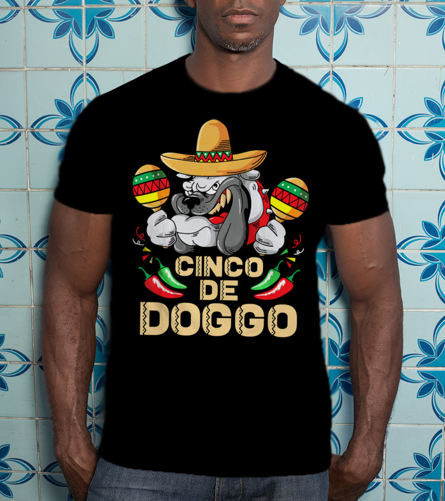 Cinco De Doggo Dog Lover Maracas Sombrero Peppers Cinco De Mayo T-Shirt
