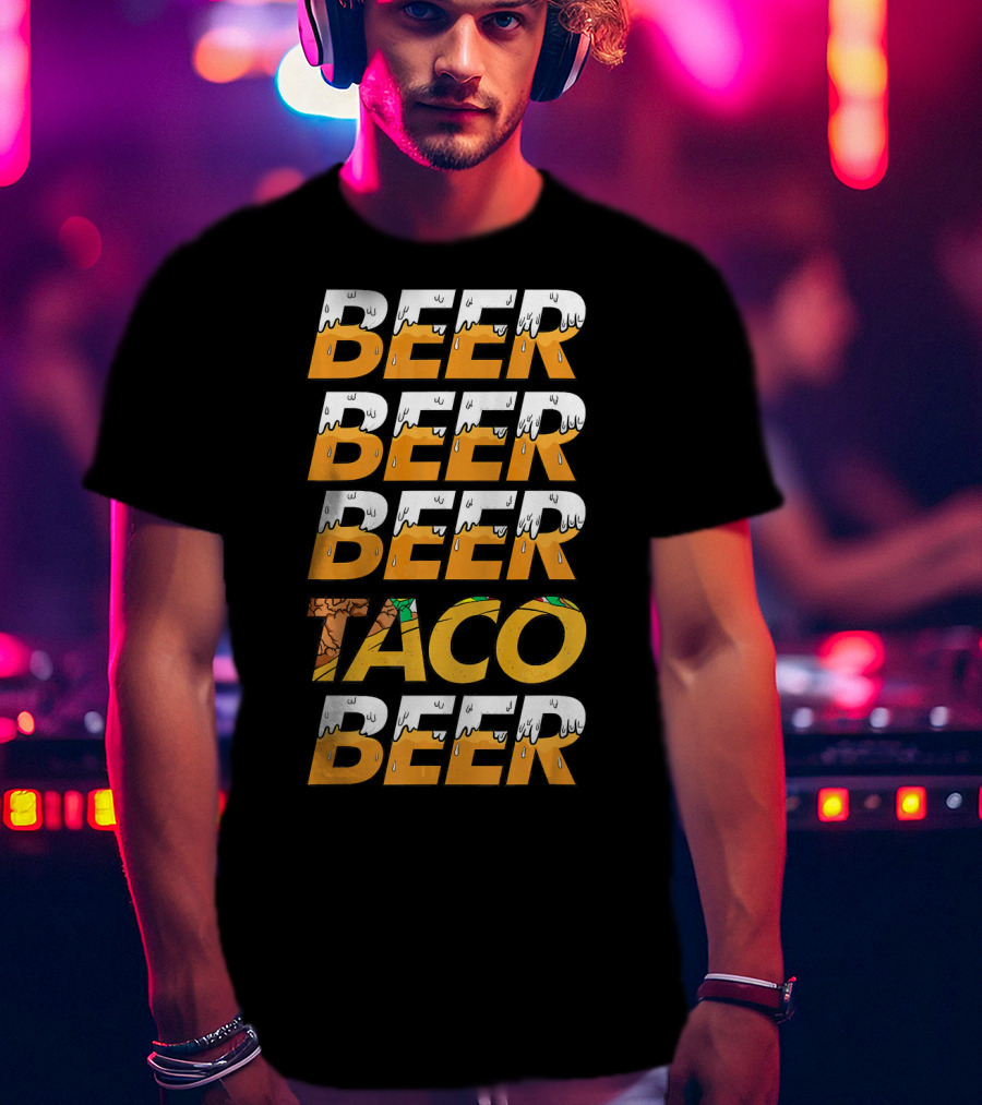 Beer Taco Beer Cinco De Mayo Funny Letter Print T-Shirt