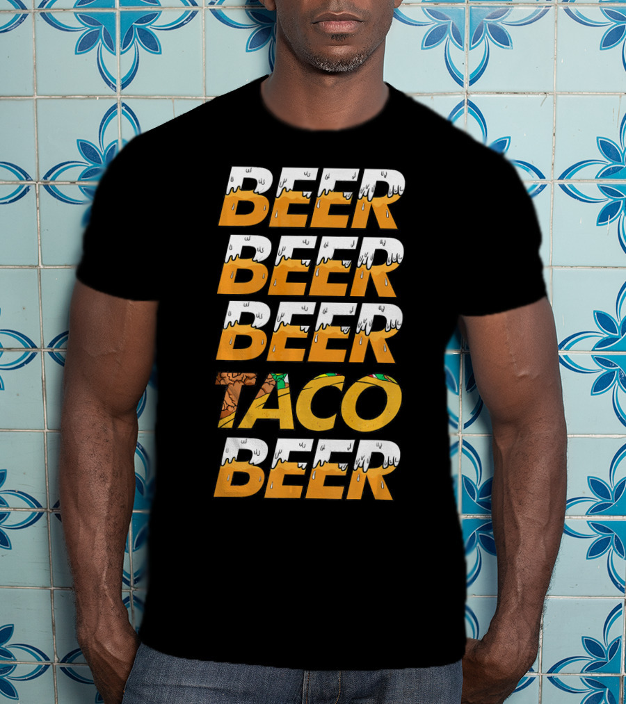 Beer Taco Beer Cinco De Mayo Funny Letter Print T-Shirt