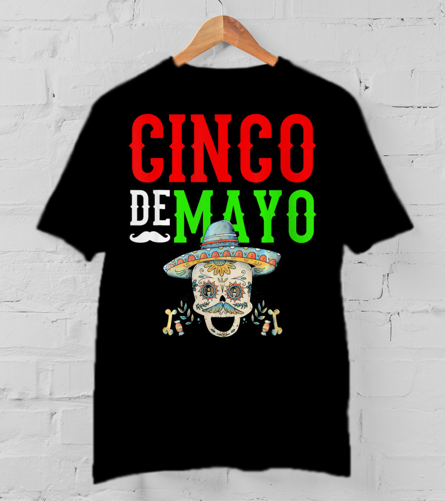 Cinco De Mayo Sugar Skull Sombrero T-Shirt