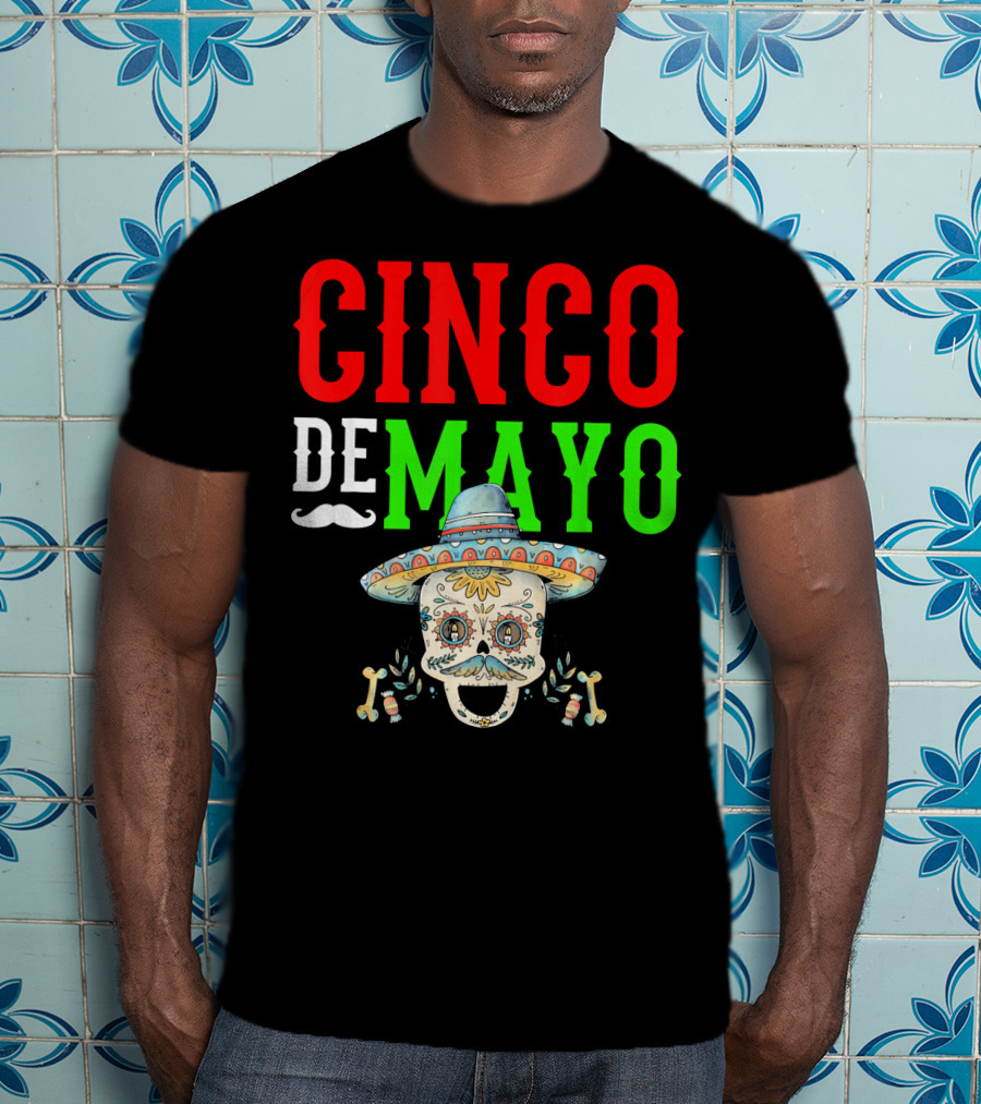 Cinco De Mayo Sugar Skull Sombrero T-Shirt