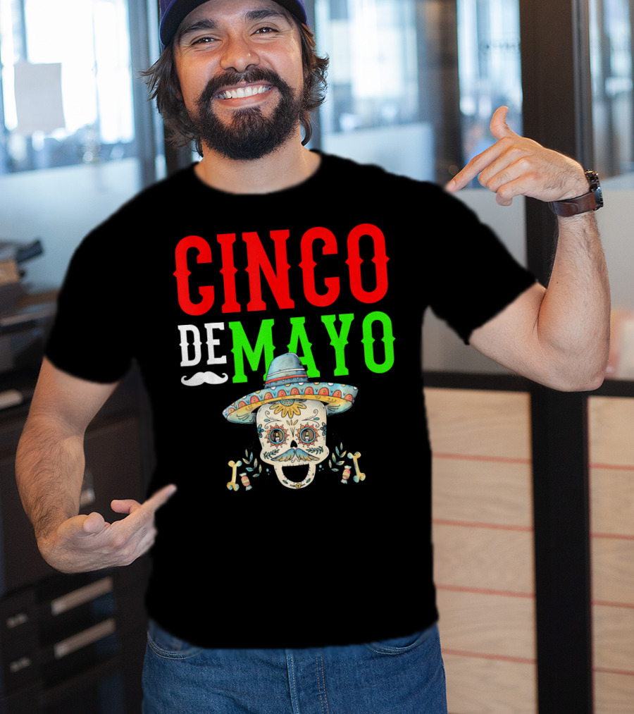 Cinco De Mayo Sugar Skull Sombrero T-Shirt