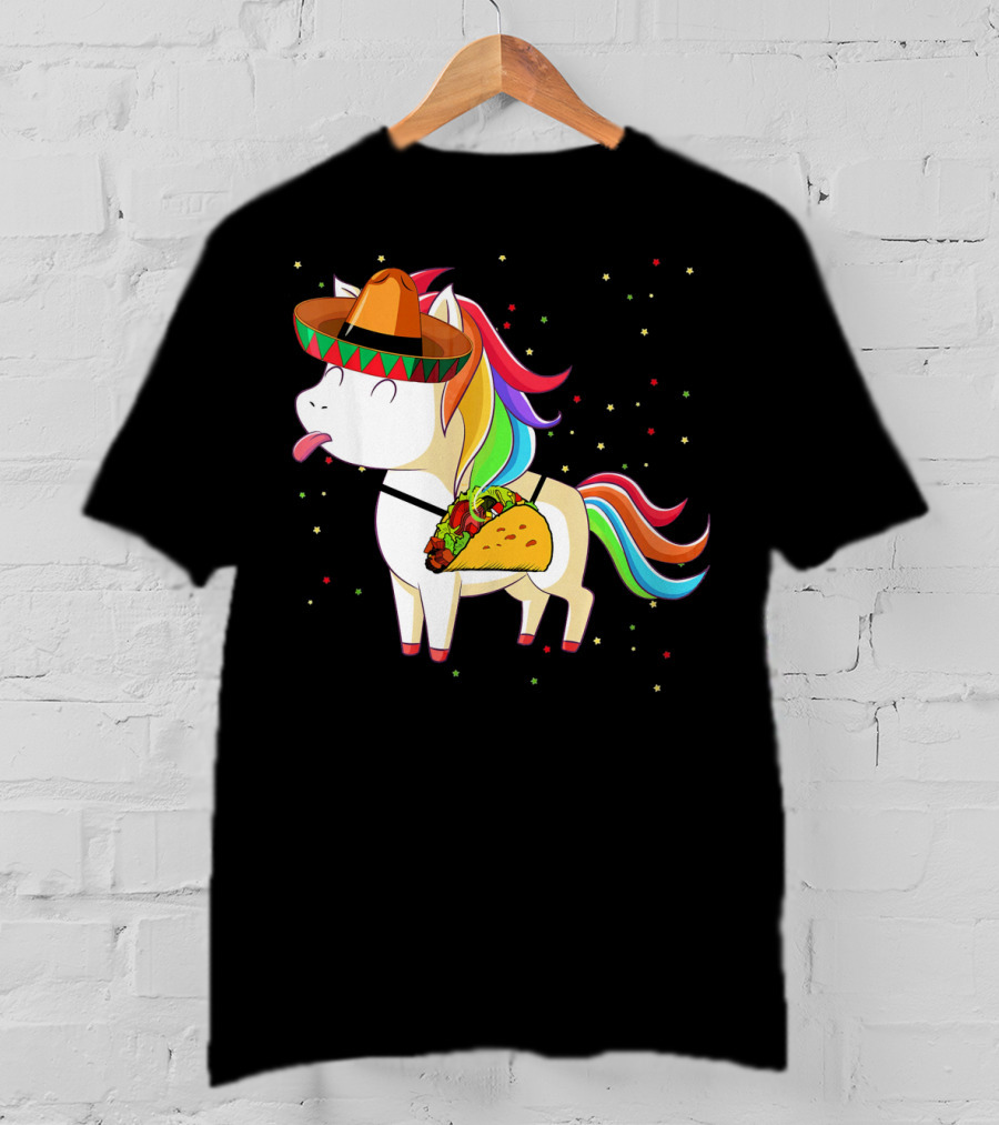 Sombrero Taco Unicorn Cinco De Mayo T-Shirt