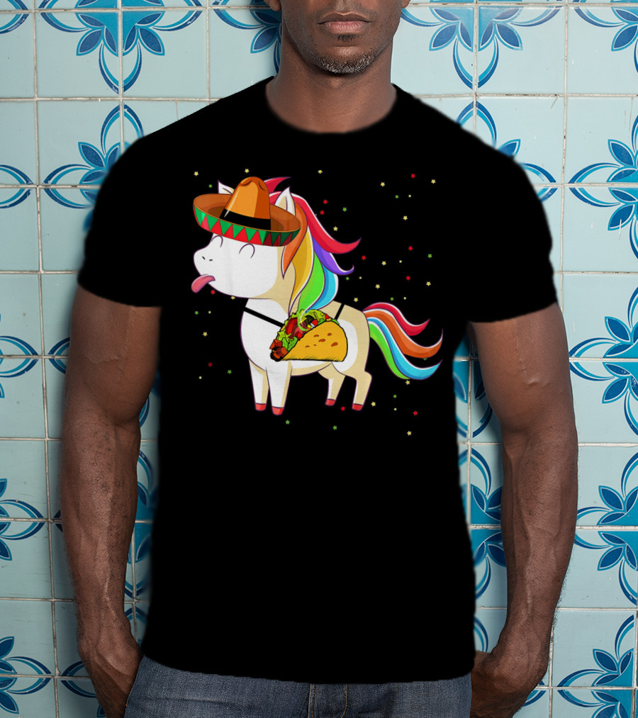 Sombrero Taco Unicorn Cinco De Mayo T-Shirt
