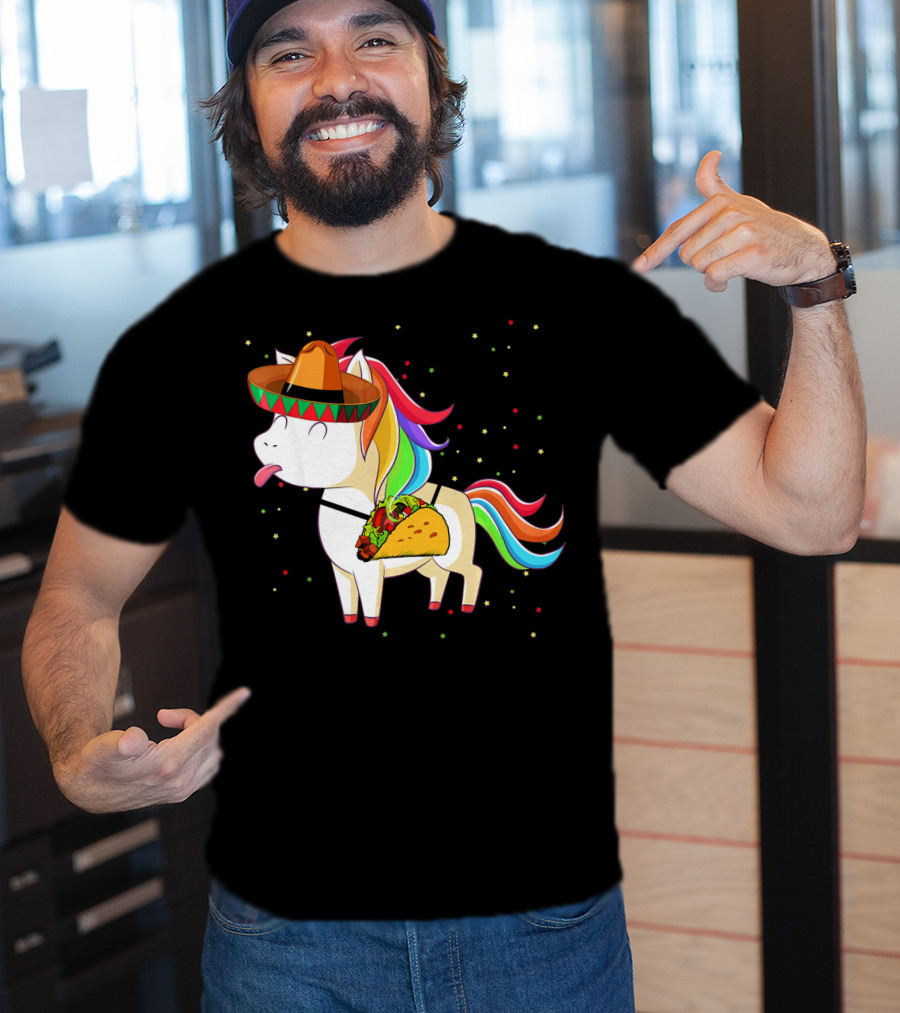Sombrero Taco Unicorn Cinco De Mayo T-Shirt