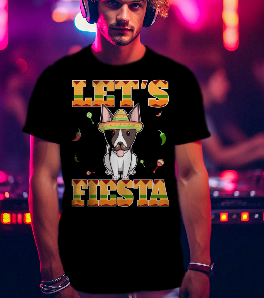 Let's Fiesta Rat Terrier Dog Cinco DE Mayo With Sombrero And Maracas T-Shirt