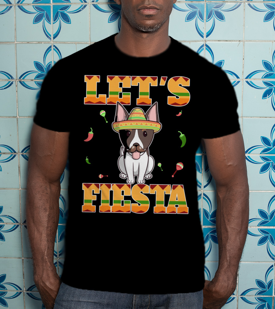 Let's Fiesta Rat Terrier Dog Cinco DE Mayo With Sombrero And Maracas T-Shirt