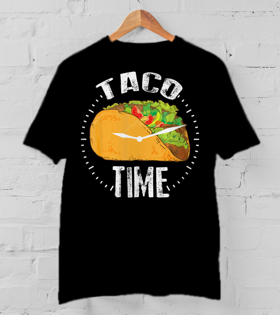 Taco Time Clock Cinco De Mayo Mex Foods T-Shirt