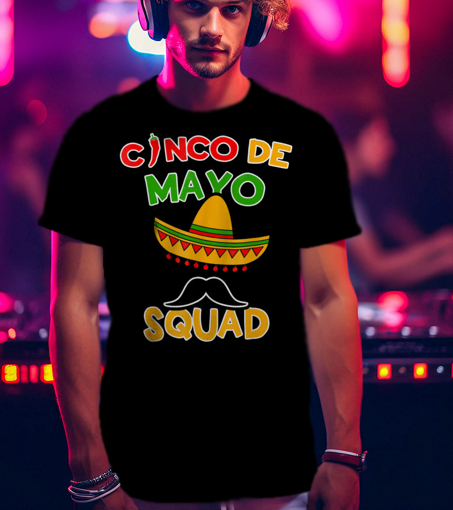 Cinco De Mayo Squad Sombrero Mustache Pepper Fiesta T-Shirt