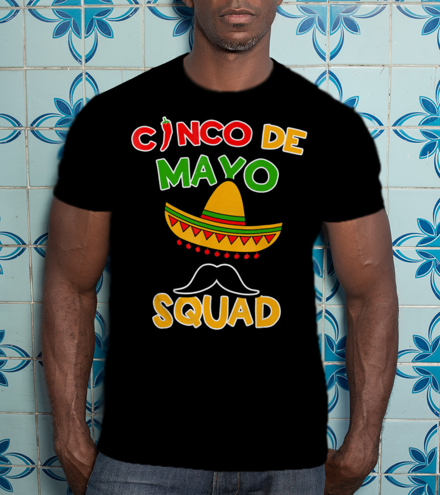 Cinco De Mayo Squad Sombrero Mustache Pepper Fiesta T-Shirt