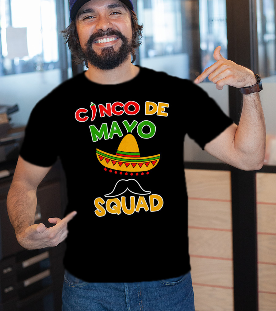Cinco De Mayo Squad Sombrero Mustache Pepper Fiesta T-Shirt