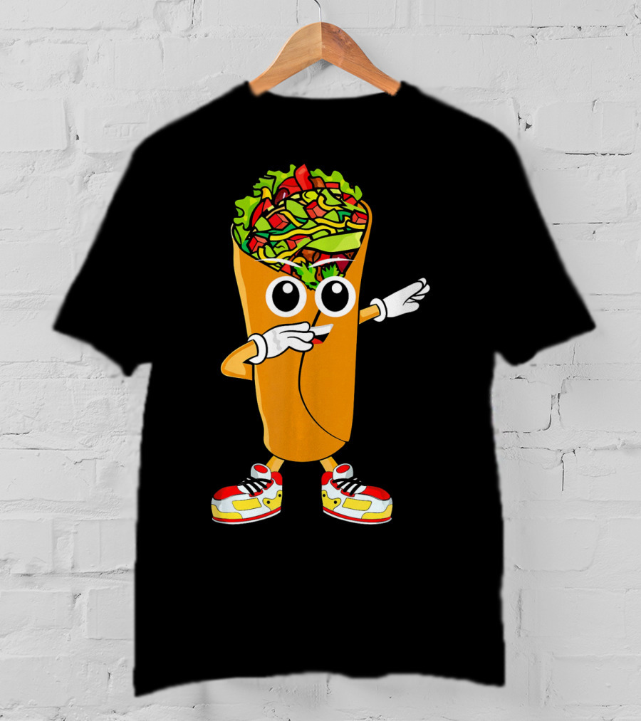 Dabbing Burrito Cartoon Dab Dance With Sneakers T-Shirt