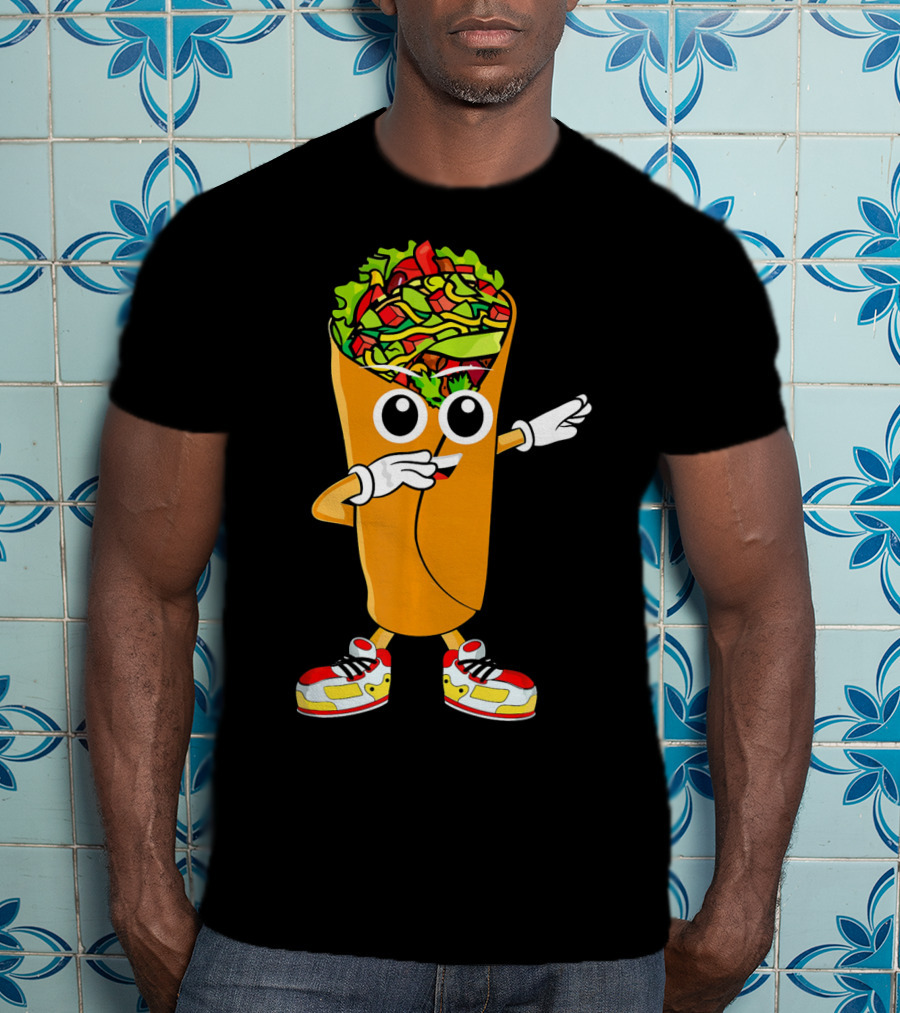 Dabbing Burrito Cartoon Dab Dance With Sneakers T-Shirt