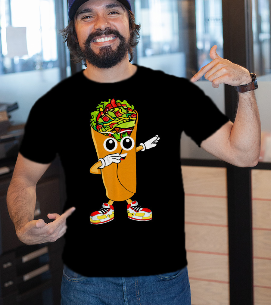 Dabbing Burrito Cartoon Dab Dance With Sneakers T-Shirt