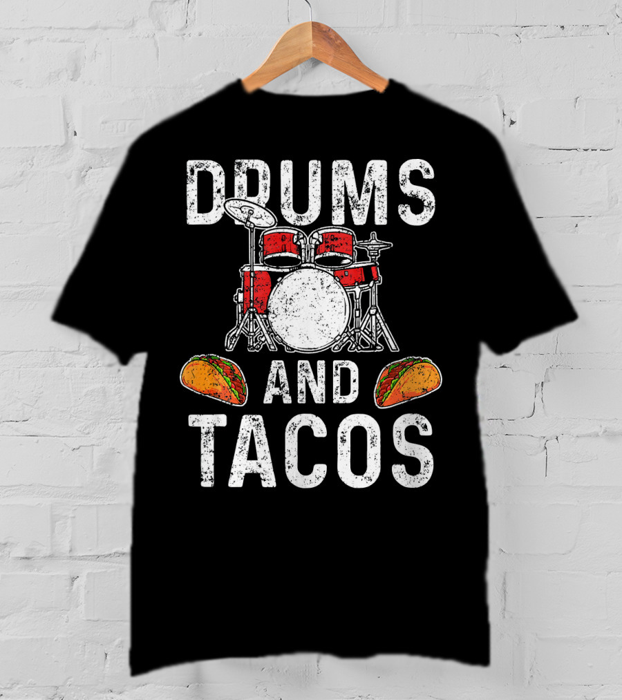 Drums Tacos Drummer Cinco De Mayo Celebration With Drum Set And Tacos T-Shirt