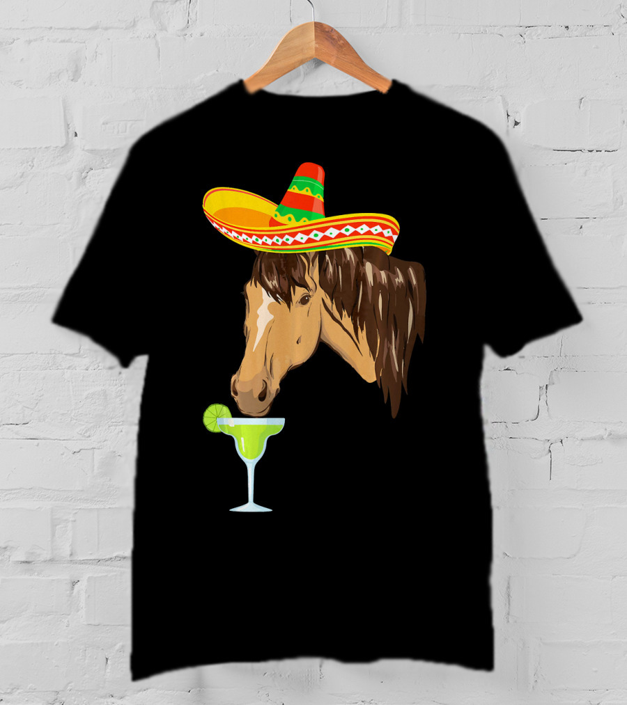 Cute Horse Sombrero Margarita Cinco De Mayo T-Shirt