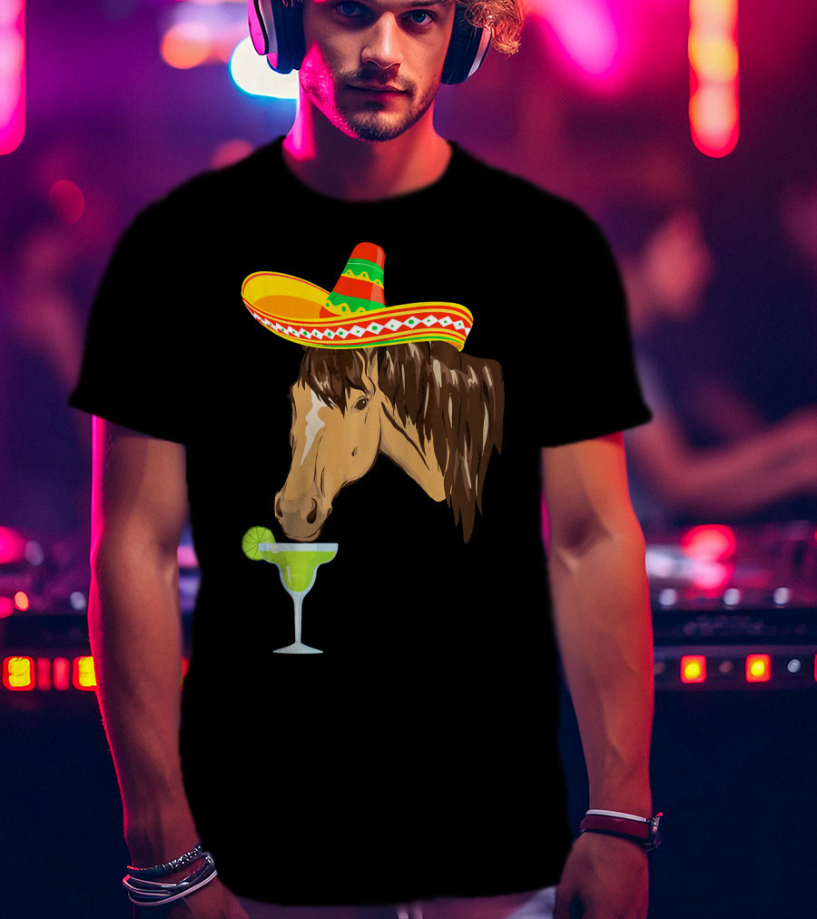 Cute Horse Sombrero Margarita Cinco De Mayo T-Shirt