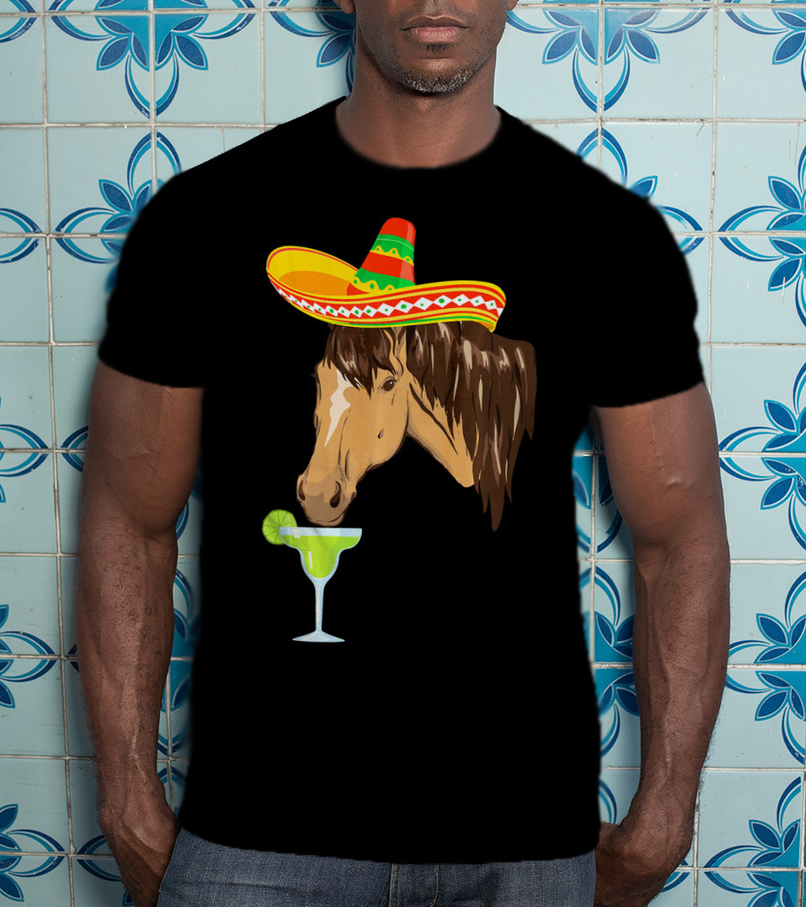 Cute Horse Sombrero Margarita Cinco De Mayo T-Shirt