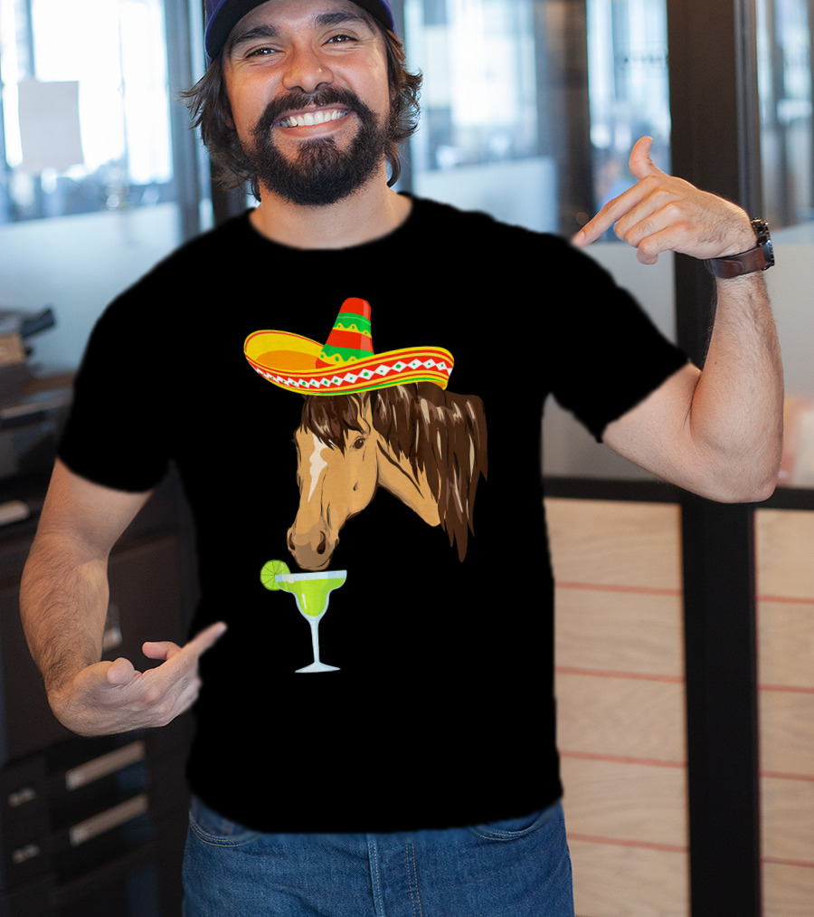 Cute Horse Sombrero Margarita Cinco De Mayo T-Shirt