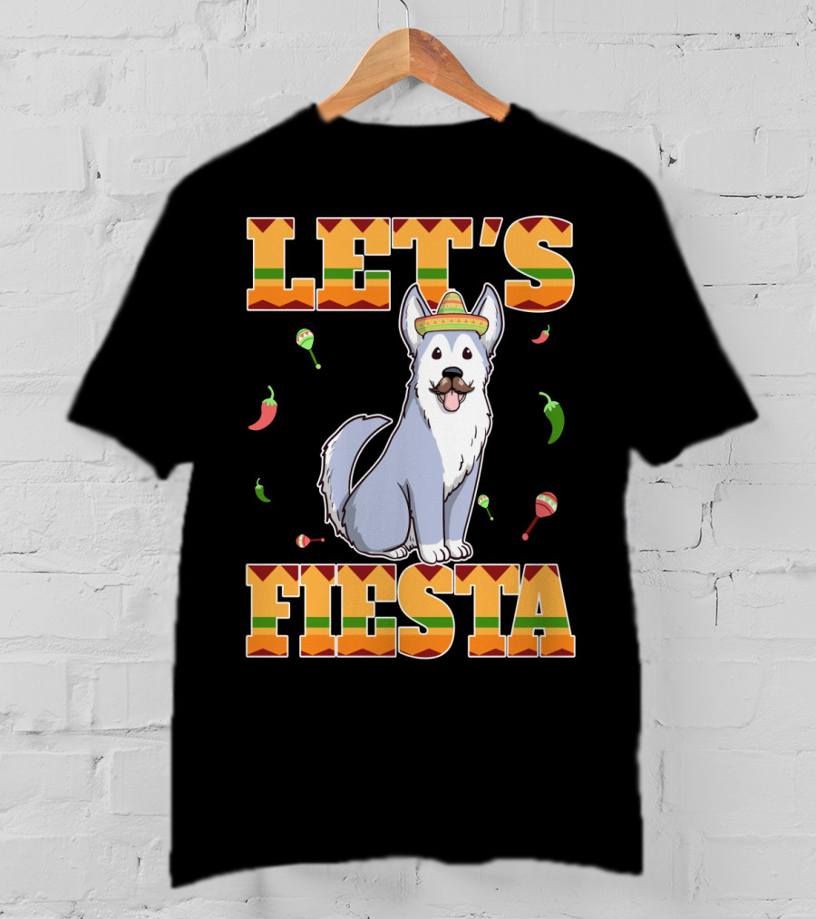Let's Fiesta Husky Dog Sombrero Cinco De Mayo T-Shirt
