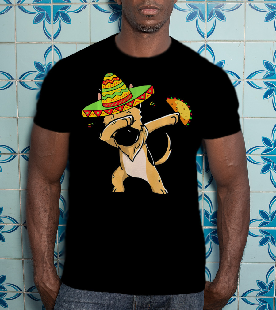 German Shepherd Dabbing With Taco And Sombrero Cinco De Mayo Fun T-Shirt