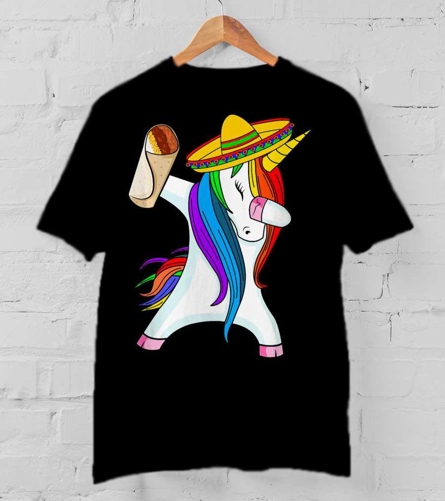Cinco De Mayo Dabbing Unicorn Sombrero Burrito T-Shirt