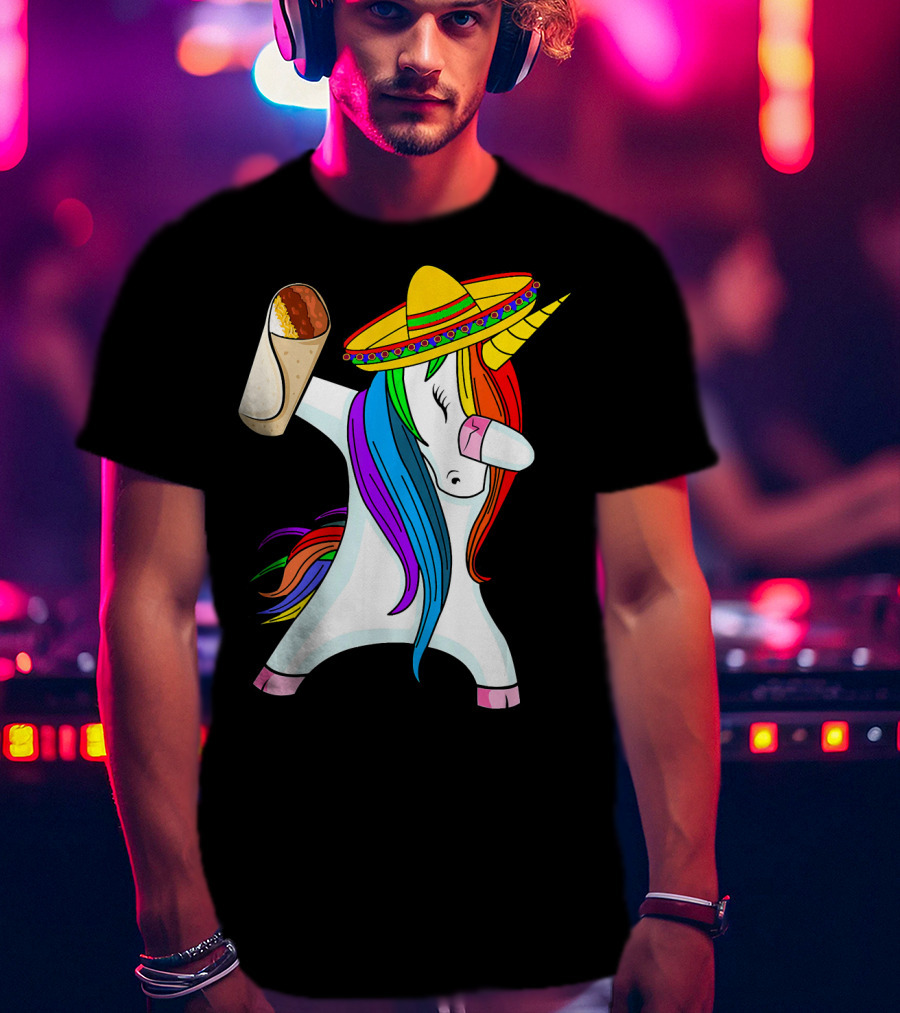 Cinco De Mayo Dabbing Unicorn Sombrero Burrito T-Shirt