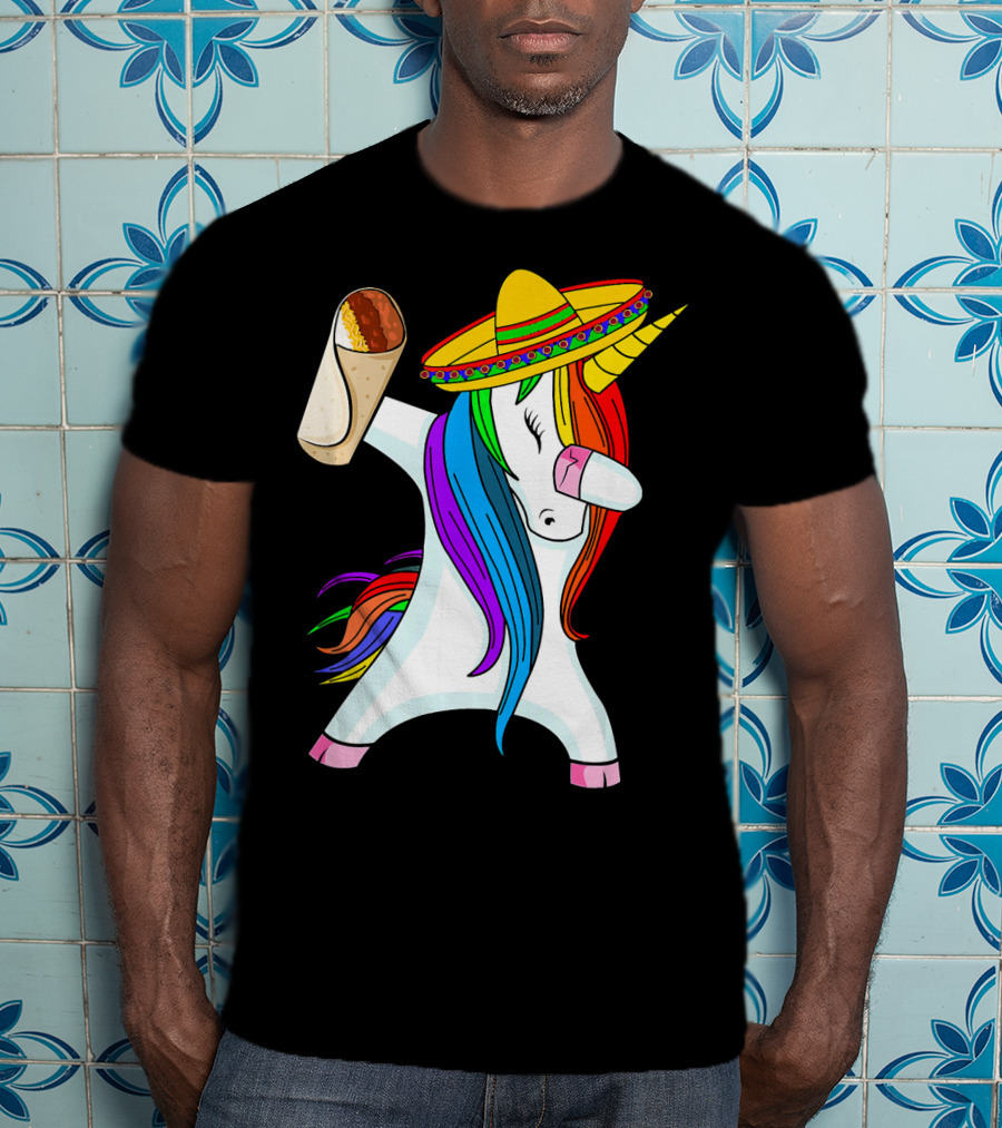 Cinco De Mayo Dabbing Unicorn Sombrero Burrito T-Shirt