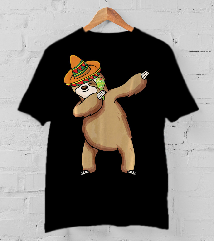 Dabbing Sloth Sombrero Cinco De Mayo Dance T-Shirt