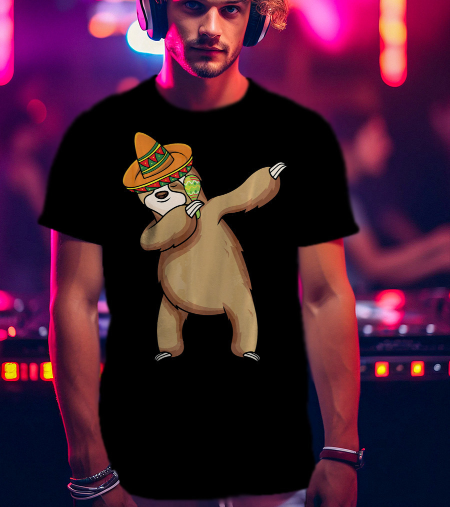 Dabbing Sloth Sombrero Cinco De Mayo Dance T-Shirt