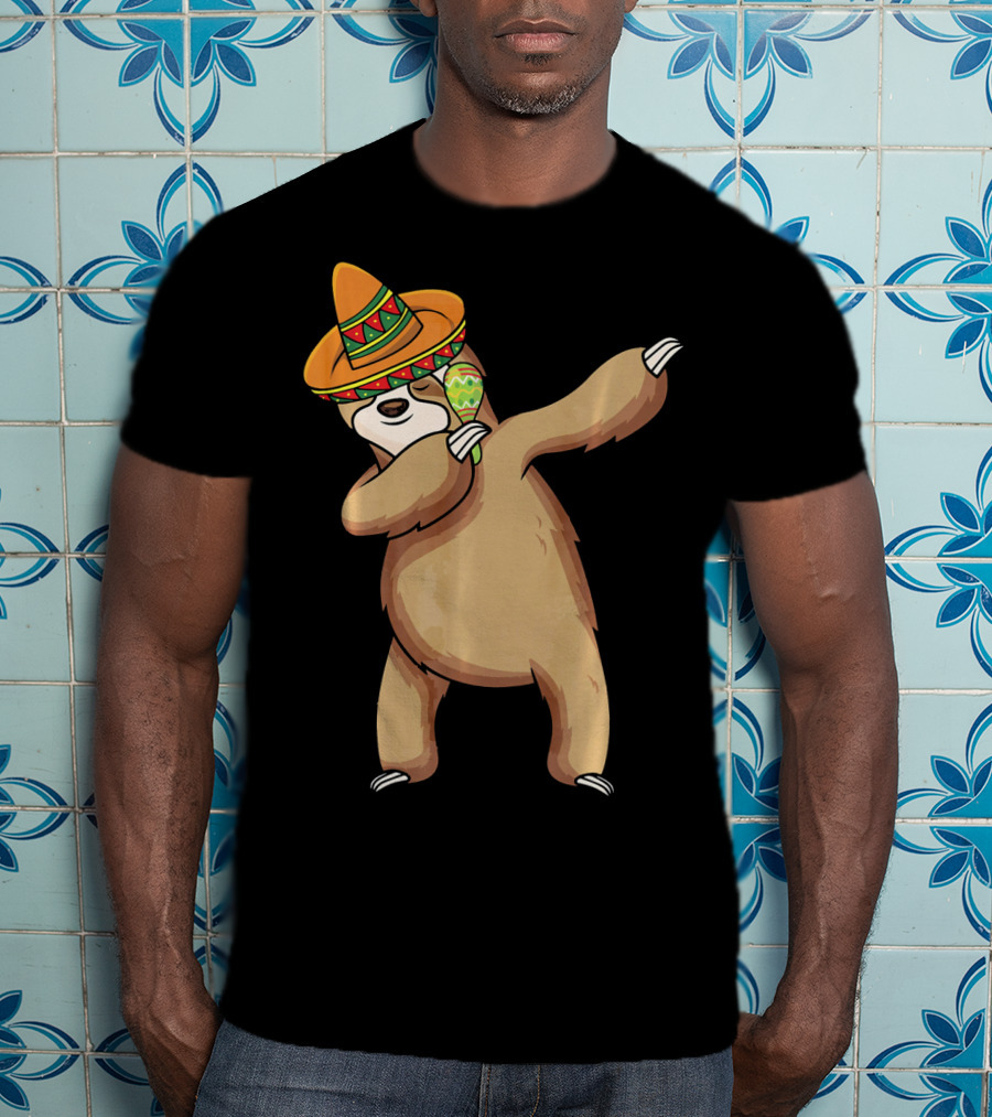 Dabbing Sloth Sombrero Cinco De Mayo Dance T-Shirt