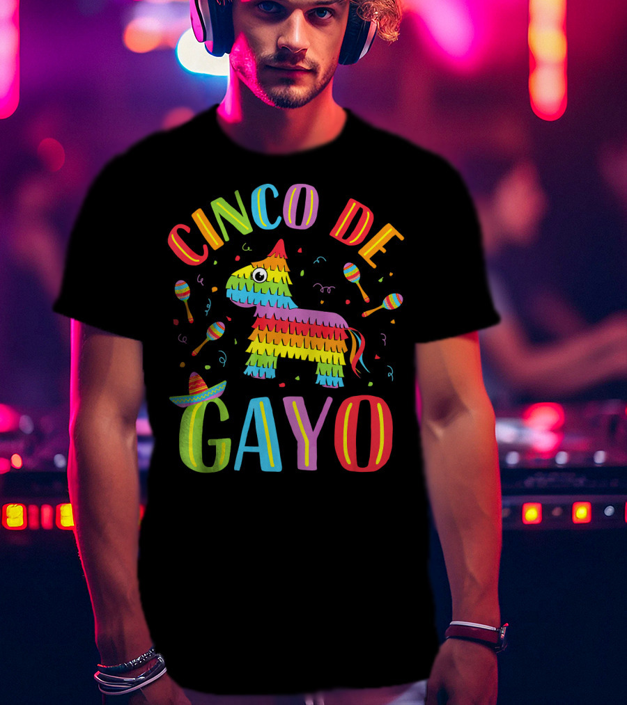 Cinco De Gayo Rainbow Pinata Maracas Fiesta T-Shirt