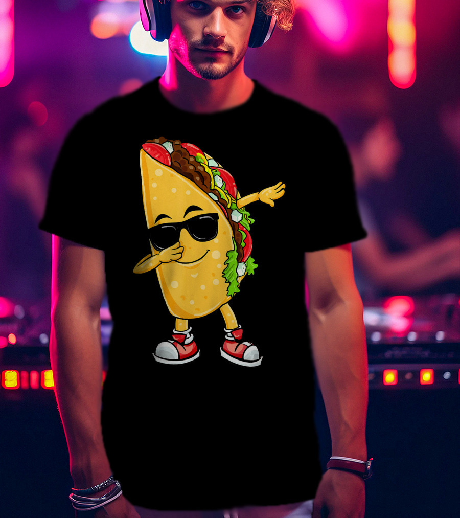 Dabbing Taco Cinco De Mayo Celebration Fun With Sunglasses T-Shirt