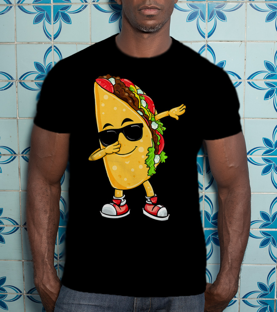 Dabbing Taco Cinco De Mayo Celebration Fun With Sunglasses T-Shirt