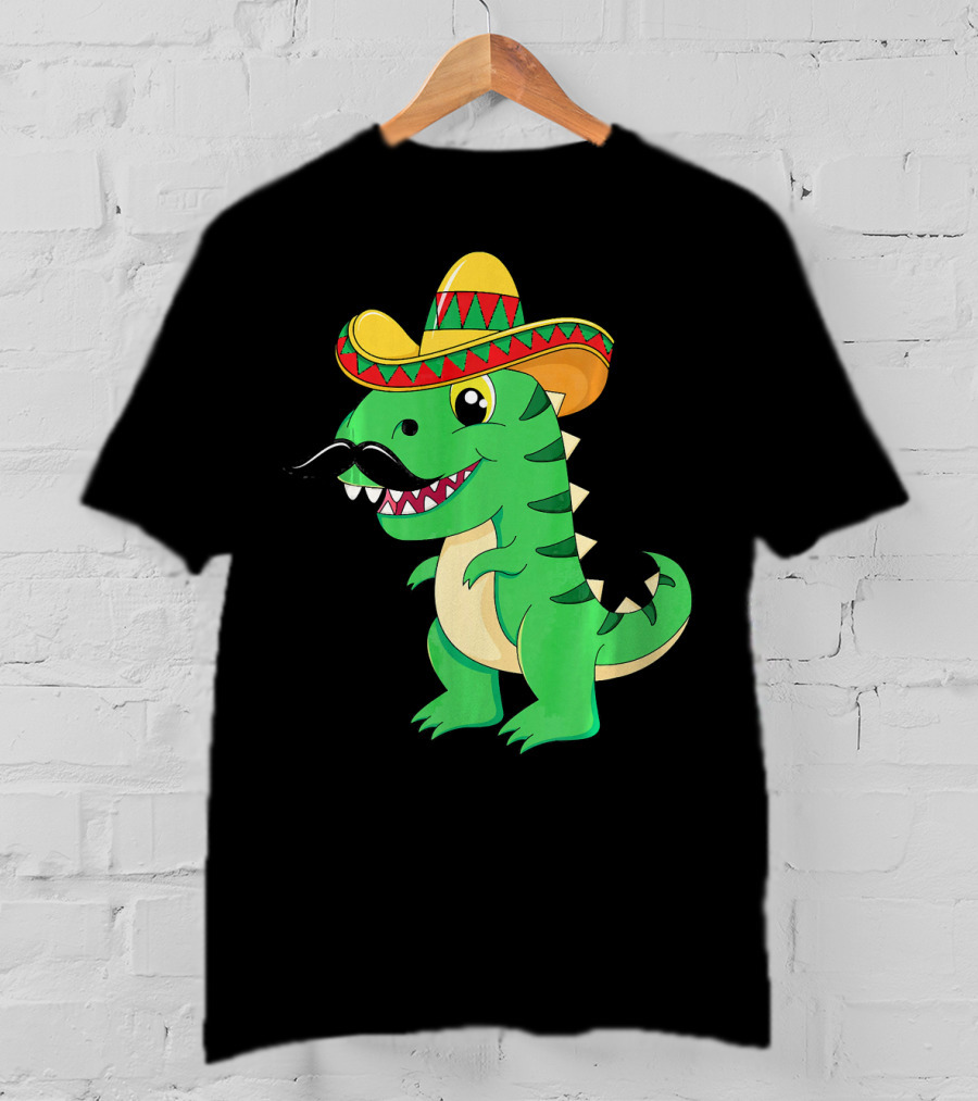 Cinco De Mayo Rex Dinosaur In Sombrero And Mustache T-Shirt